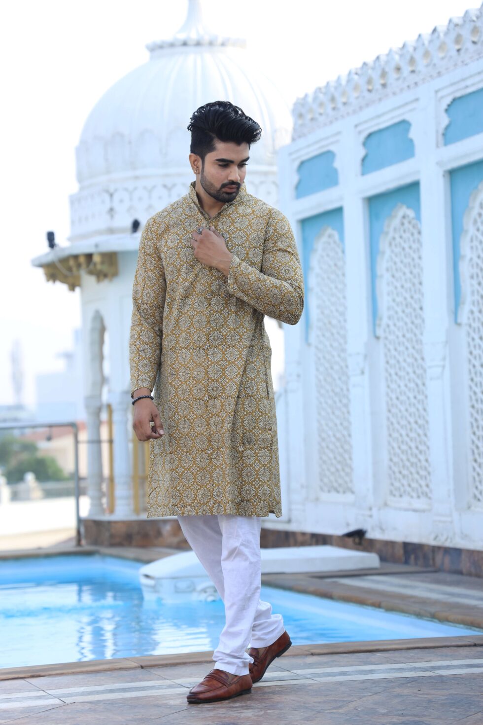 Kurta set with subtle play of colors and patterns