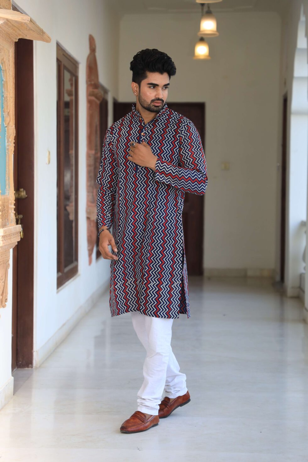 Kurta Set with White Pajama