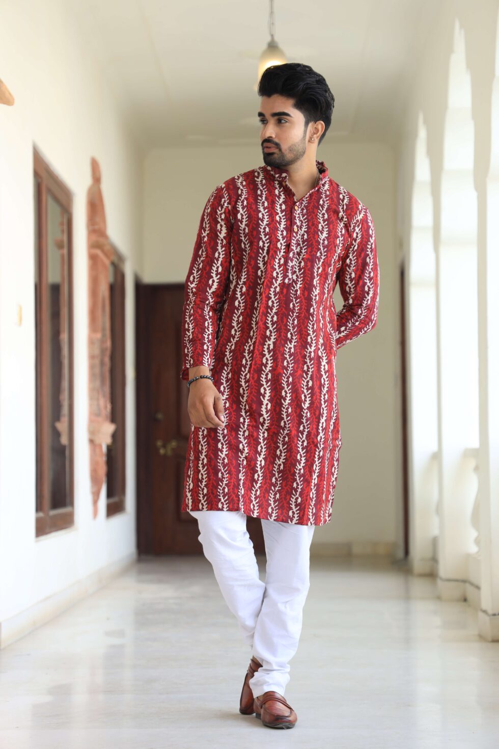 Manyavar style kurta set with intricate prints