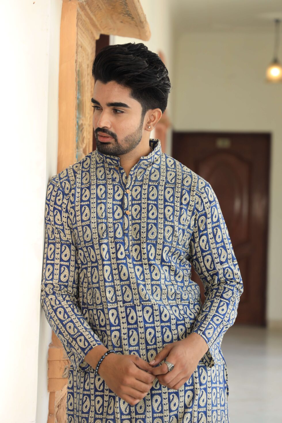 Back view of kurta with traditional design