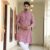 Men's Maroon Printed Cotton Kurta with White Pajama, front view