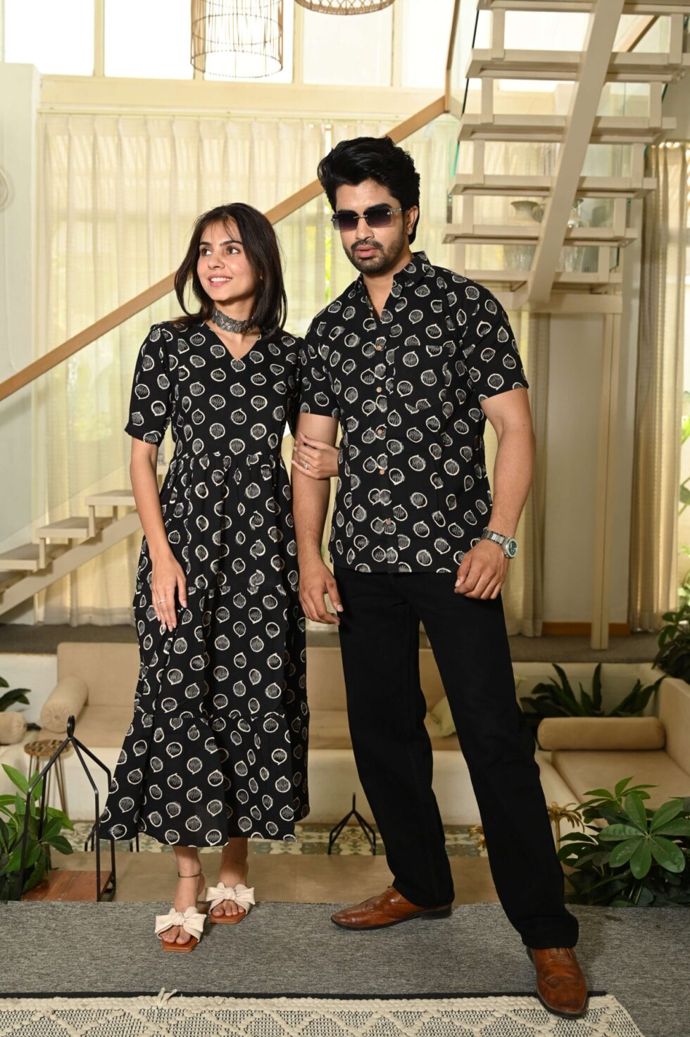 Traditional Indian ethnic matching outfit for couples by Jivanta Artifex