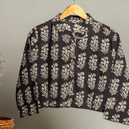 Handmade Block Print Cotton for Women ? Ethnic Floral Printed Top with Long Sleeves