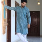 Mens Kurta Set with intricate embroidery and printwork